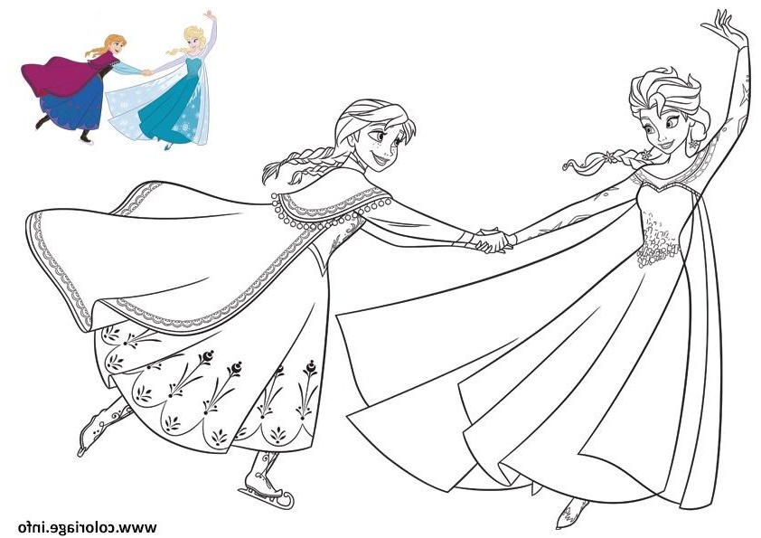 Dessin La Reine Des Neiges à Imprimer Élégant Collection Coloriage Elsa Et Anna Patinent Et Ont Du Plaisir Reine
