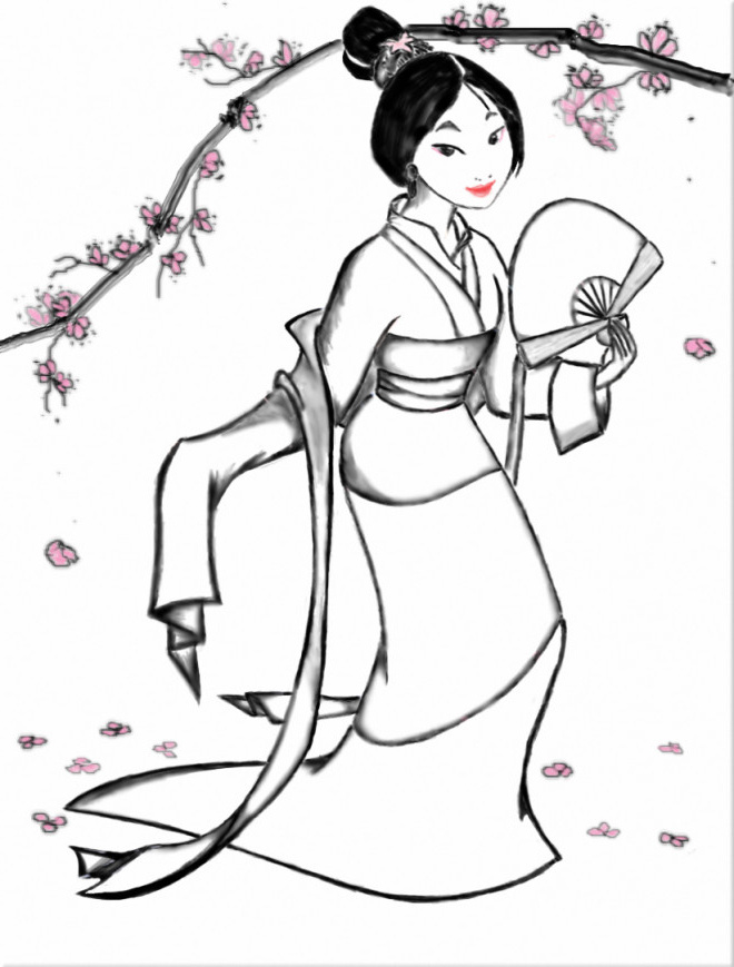 Dessin Mulan Cool Images Coloriage Mulan En Kimono Dessin Gratuit à Imprimer
