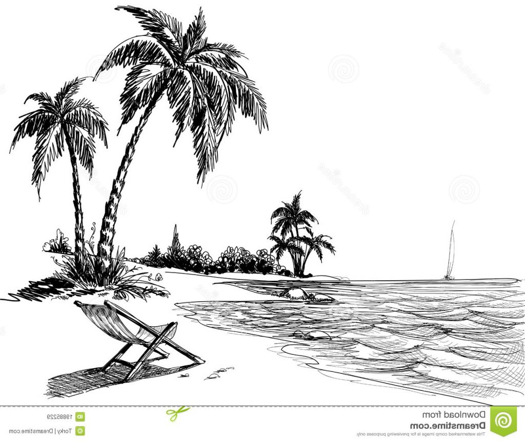 dessin palmier plage bestof images dessin au crayon de plage d été