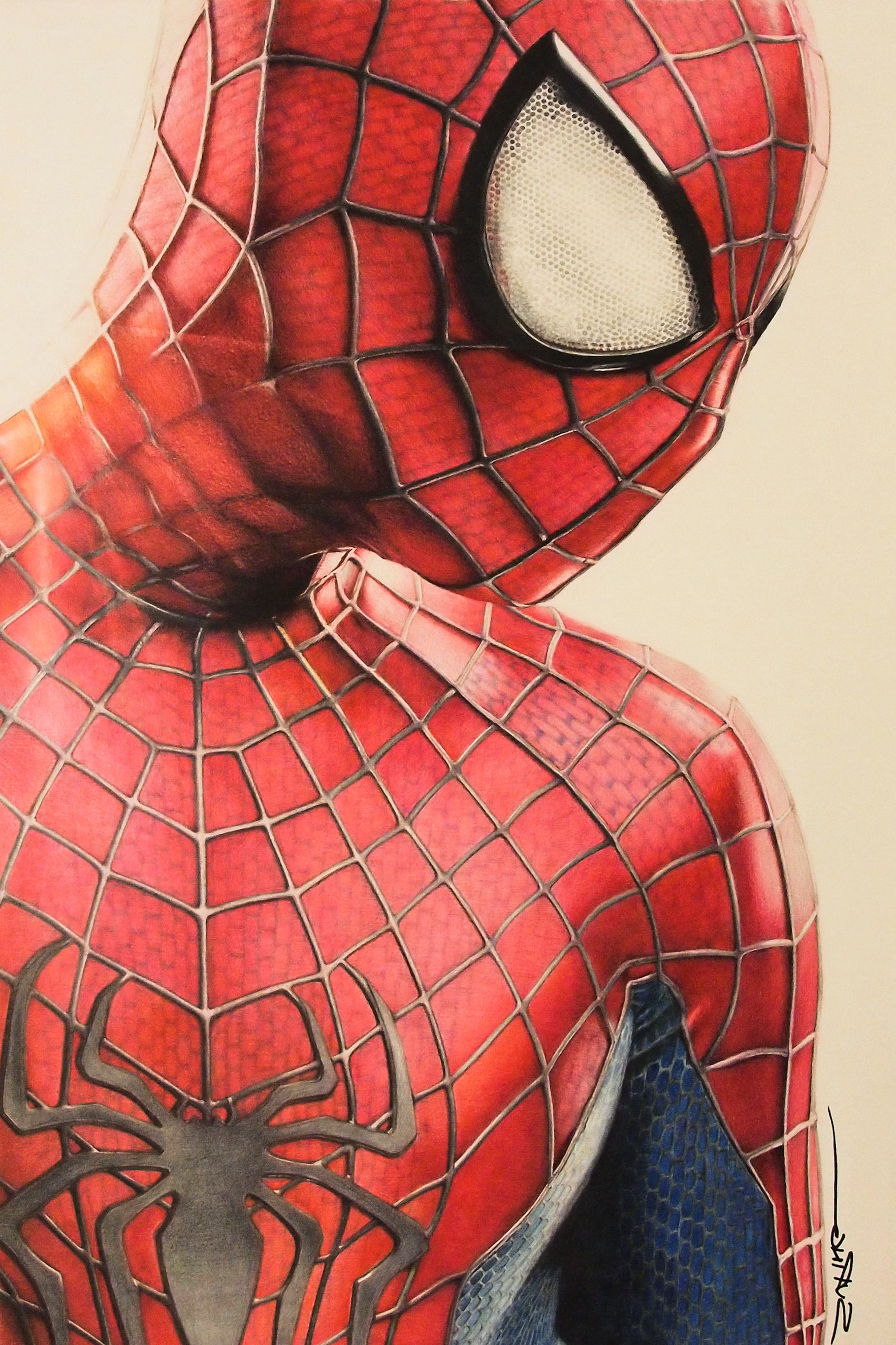 Dessin Spiderman Couleur Élégant Photographie Drawn Spider Man Colored Pencil and In Color Drawn