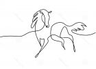Dessin Traits Bestof Photos Un Dessin Au Trait Continu Logo De Cheval Illustration De