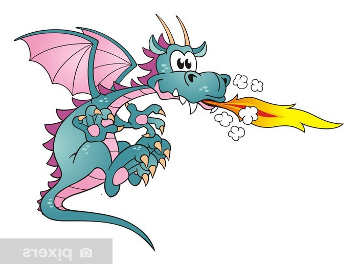 Dragon Qui Crache Du Feu Cool Galerie Sticker Dragon Crachant Du Feu isolé • Pixers Nous