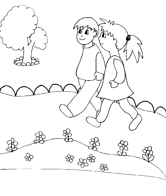Enfant Qui écrit Dessin Beau Image Coloriage Enfants En Promenade Classems