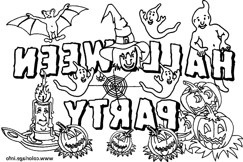 Fantome Dessin Halloween Impressionnant Image Coloriage Halloween Party Avec Des Citrouilles Et Des