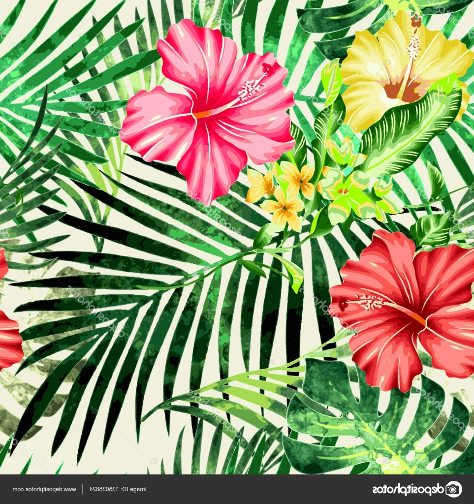 Fleur Tropicale Dessin Élégant Images Dessin Sans soudure De Fleurs Plantes Tropicales — Image