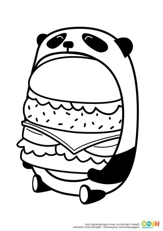 Kawaii A Imprimer Beau Photos Coloriage Le Burger Du Panda En Mode Kawaii En Ligne