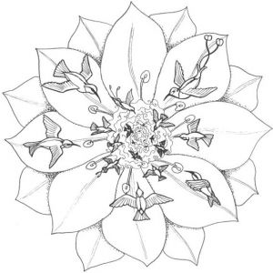 Mandala Fleur Facile Cool Photos Coloriage Mandala Fleurs Et Oiseaux Dessin Gratuit à Imprimer