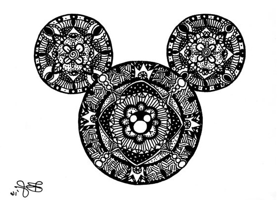 Mandala Mickey Unique Photos Mickey Mouse Mandala Art Print Zentangle Doodle Walt