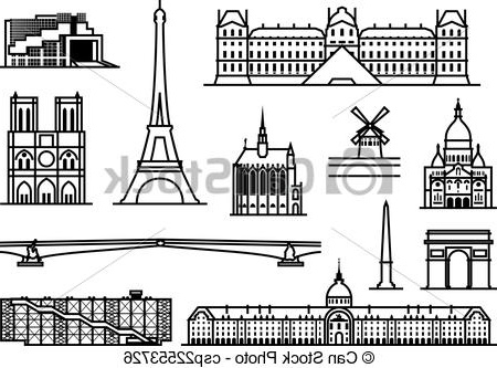 Paris Monument Dessin Beau Photos Illustration Vecteur De Paris Monuments Paris Famous
