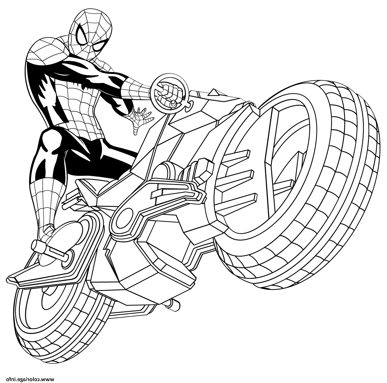 Spiderman à Colorier Beau Stock Coloriage Spiderman Avec Sa Spider Moto Auto Tres Rapide