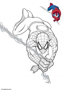 Spiderman Coloriage à Imprimer Beau Photos Coloriage Spiderman En Plein Action Jecolorie