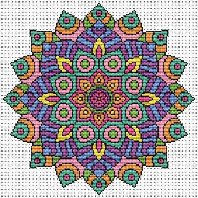 Stitch Mandala Luxe Stock Mandala Cross Stitch Kit Colourful Geometric Folksy