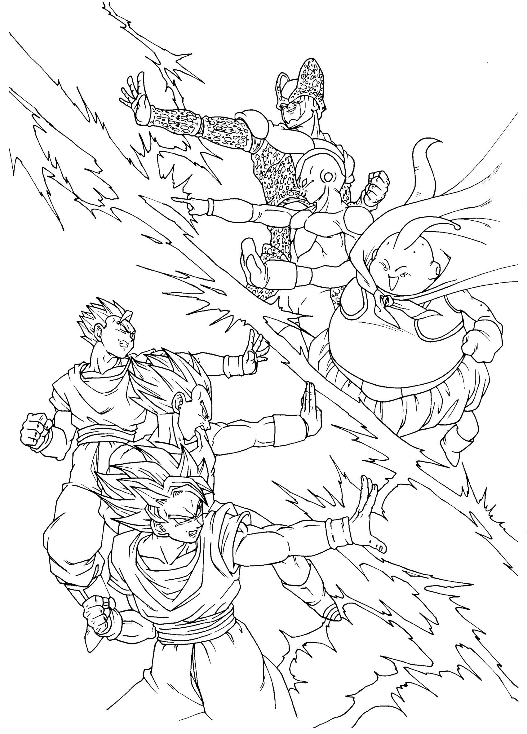 Coloriages Dragon Ball Z Élégant Image songoku Ve A songohan Against Cell Boo and Freezer