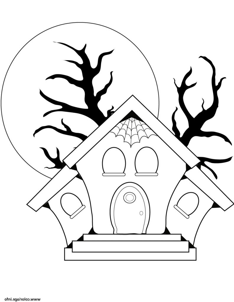 Dessin Halloween Maison Hantée Beau Stock Coloriage Maison Hantee