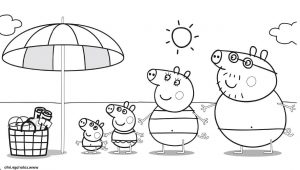 Dessin Peppa Pig à Imprimer Beau Image Coloriage Peppa Pig Sur La Plage Pour Profiter Du soleil