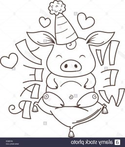 Dessin Nouvel An 2019 Élégant Photos Cute Cartoon Cochon Dans L Amour Symbole De La Nouvelle