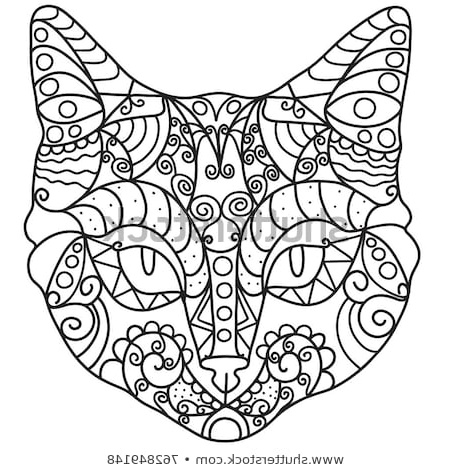 Mandala Chat à Imprimer Cool Galerie Cat Head Drawing Mandala Pattern Coloring Stock Vector