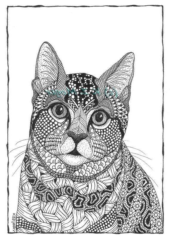 Mandala Chat à Imprimer Unique Photos Cat Impressions Dessin Portraits Encre Par