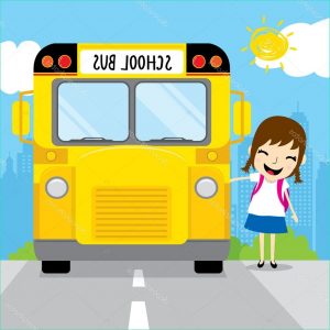 Aller à L&amp;#039;école Dessin Luxe Photographie Étudiant De Fille Aller Au Bus De L école Par école Dans