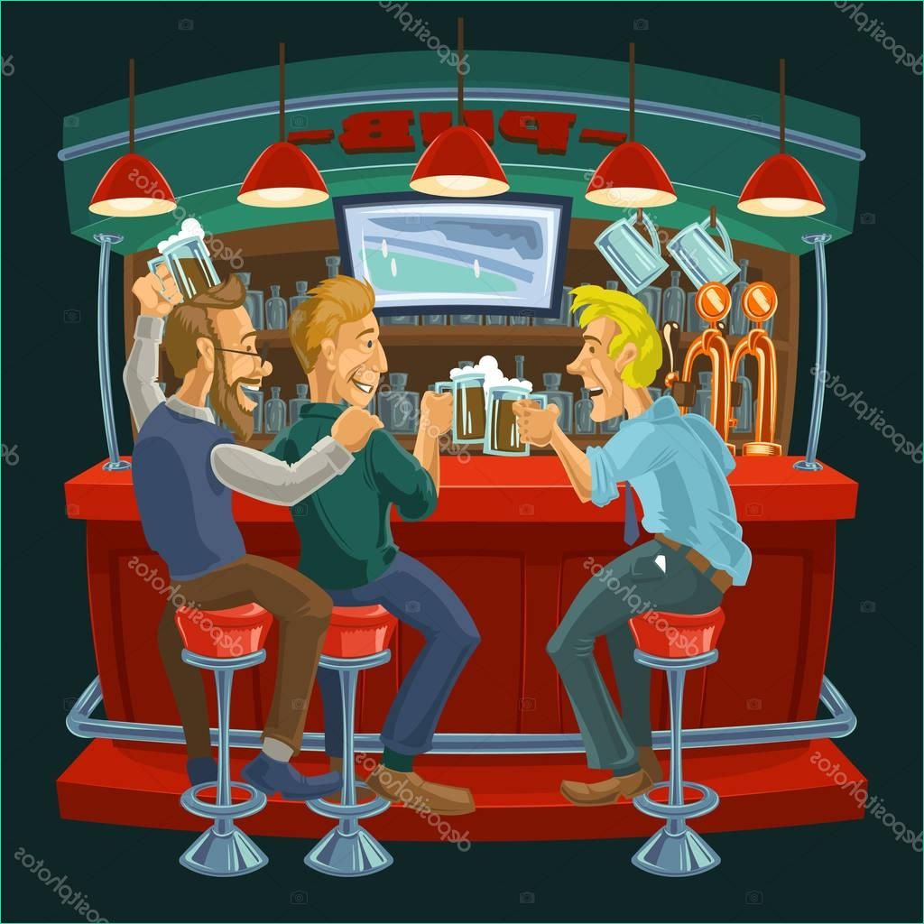 Bar Dessin Luxe Images Bande Dessinée Illustration Des Amis Boire De La Bière