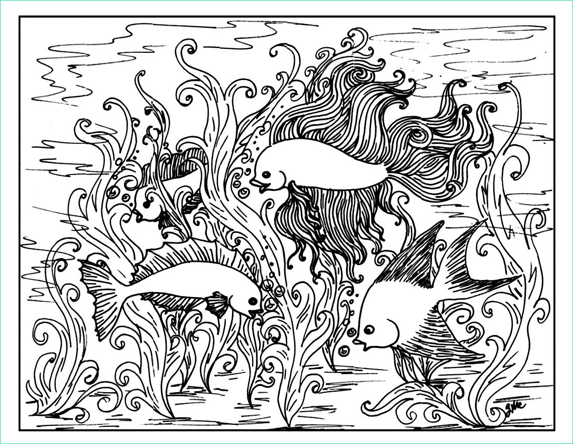 Coloriage Aquarium Impressionnant Collection for 3 Fishes Adult Coloring Pages