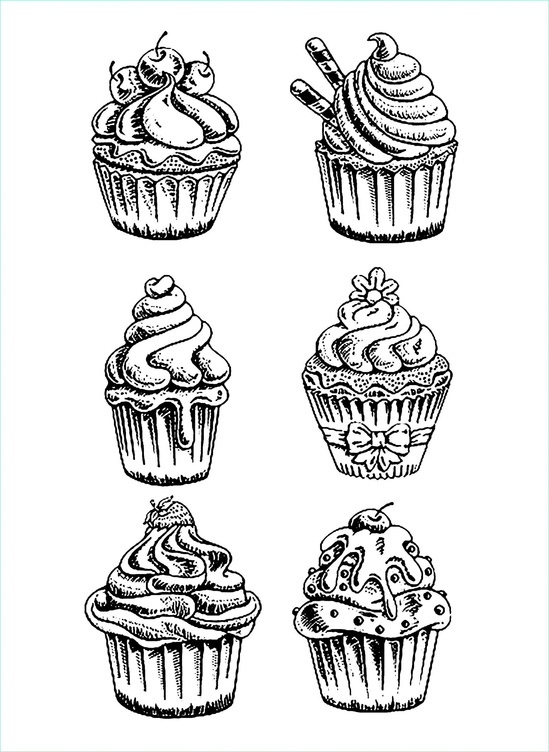 Coloriage Cup Cake Luxe Stock Six Good Cupcakes Cupcakes Adult Coloring Pages