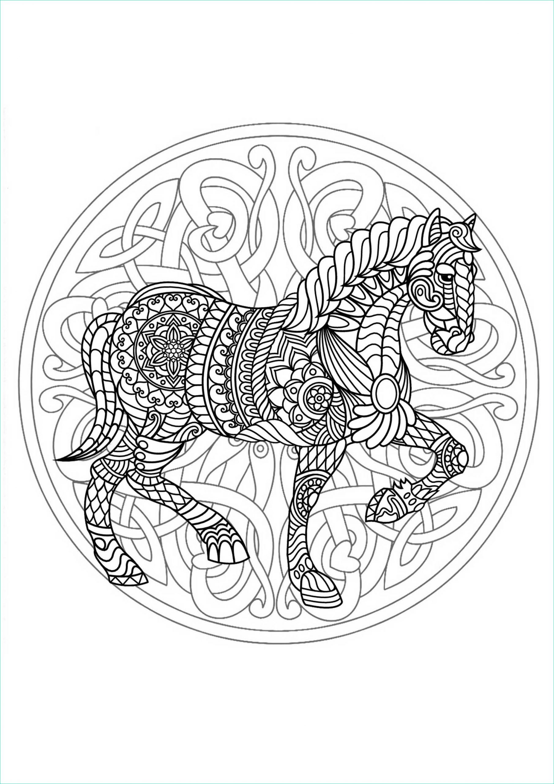 Coloriage Mandala De Princesse à Imprimer Beau Photographie Plex Mandala Coloring Page with Horse 3 Difficult