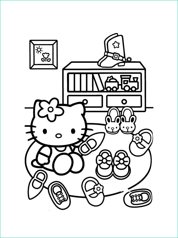 Dessin Hello Kitty Nouveau Collection Coloriage Hello Kitty Joue Avec Ses Chaussures Hello Kitty