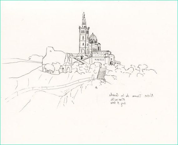 Dessin Marseille Impressionnant Photos Notre Dame De La Garde In Marseille Pen Drawing Outline