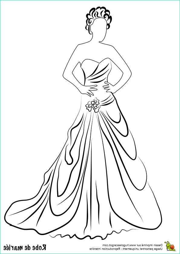Dessin Robe De Princesse Élégant Collection Dessin à Colorier D Une Robe De Mariée Chic Avec Une