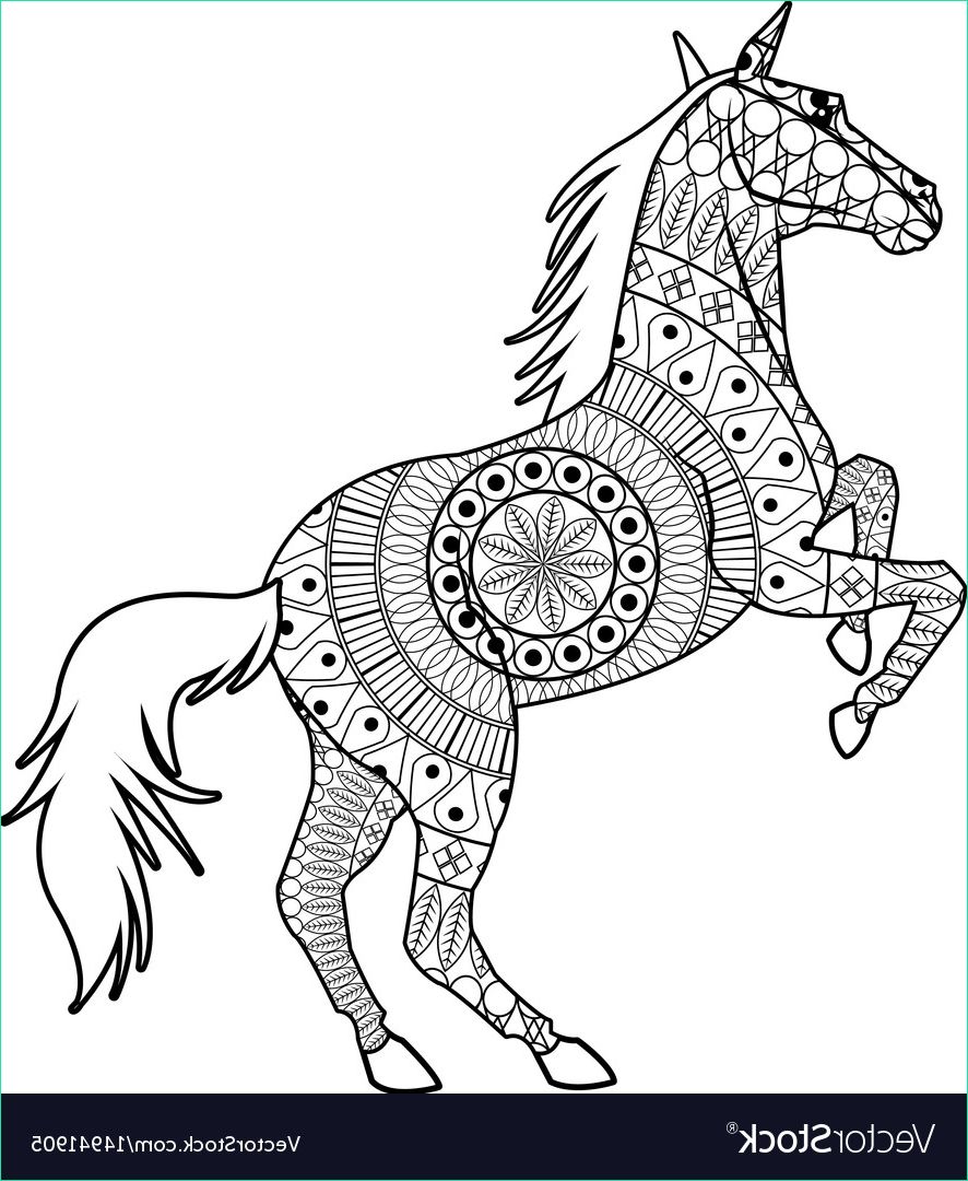 Mandala Animaux Cheval Élégant Stock Horse On Two Legs Mandala Decoration Animal Vector Image