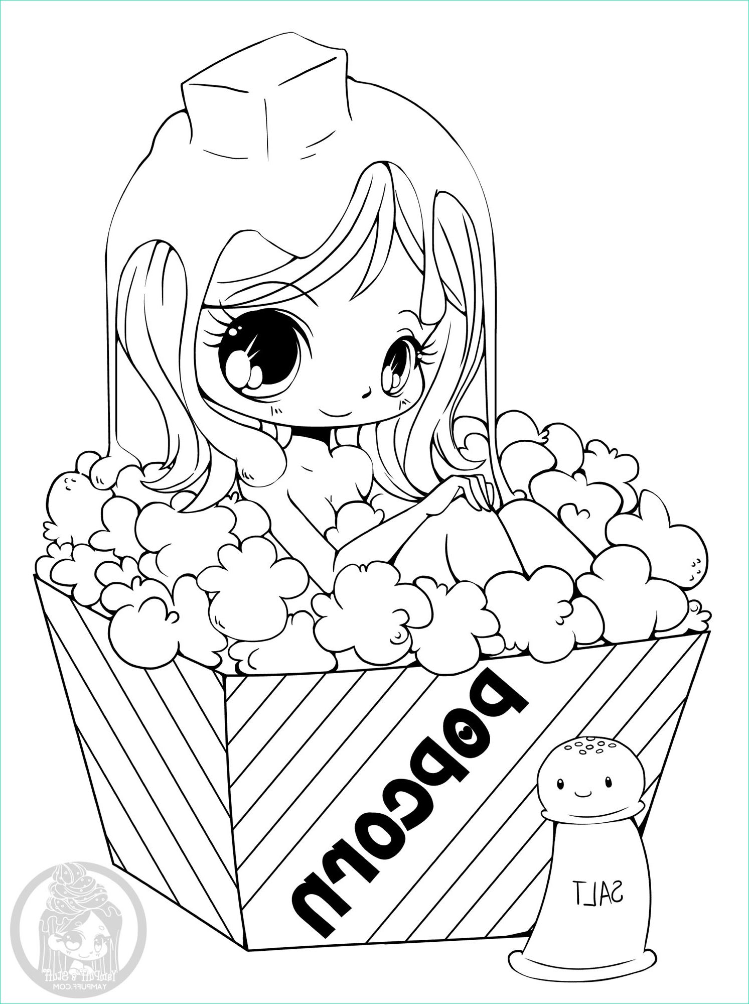 Coloriage De Manga Kawaii Impressionnant Stock Fille Popcorn Yampuff Coloriage Kawaii Coloriages Pour