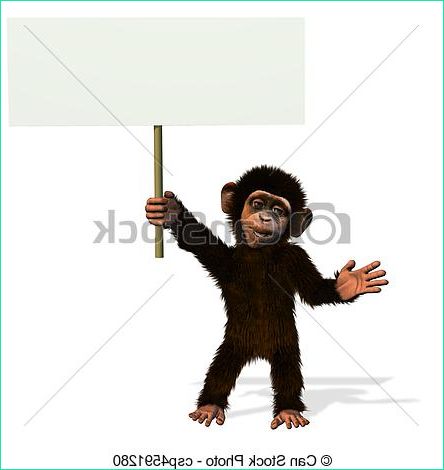 Dessin Chimpanzé Beau Photos Tenue Signe Dessin Animé Chimpanzé Vide Tenue Signe