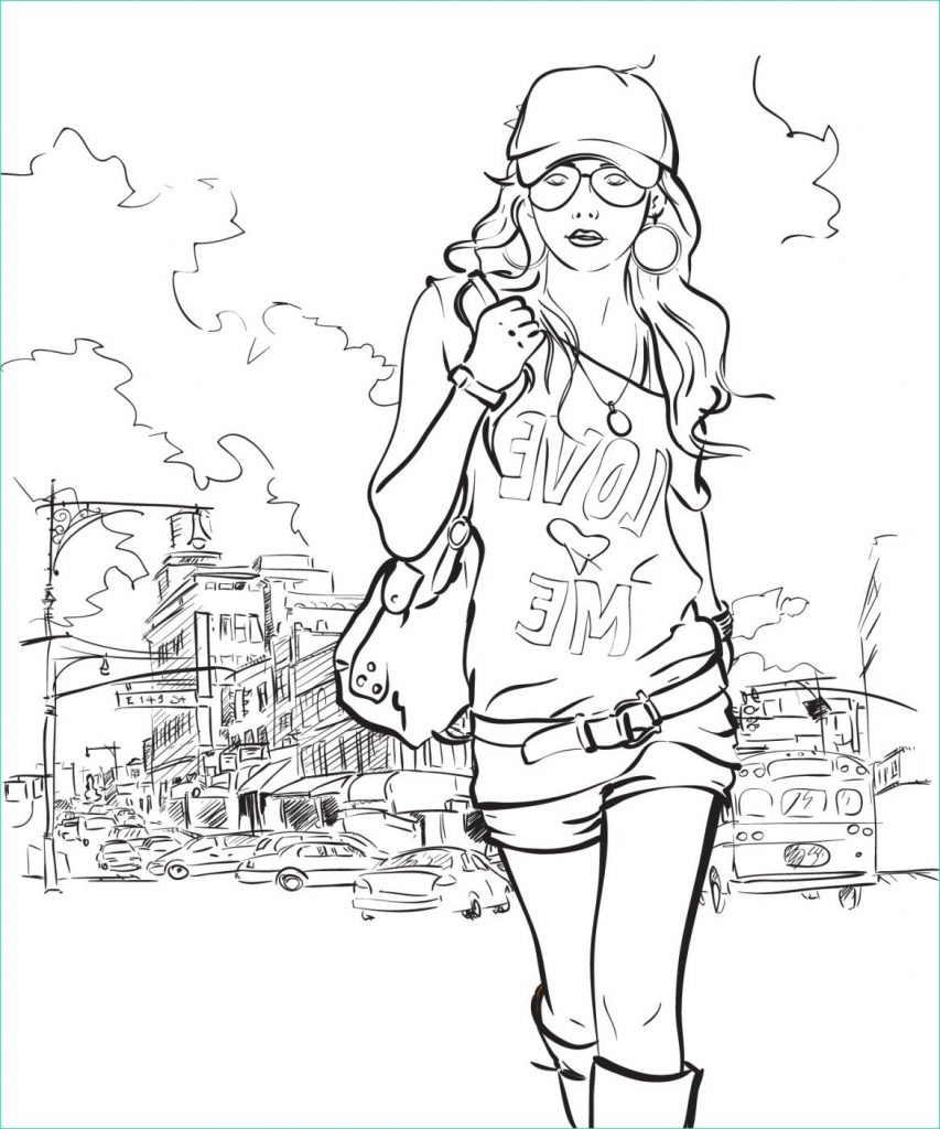 14 Beau De Dessin De Fille A La Mode Image  Coloriage  Coloriage