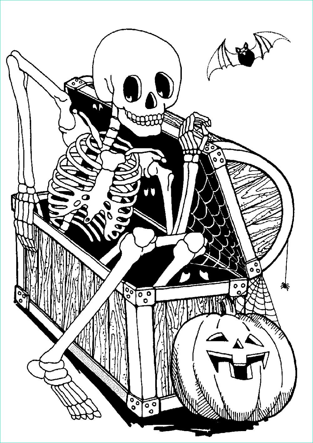 Dessin Halloween Squelette Élégant Collection Squelette Dans Un Coffre Coloriage Halloween