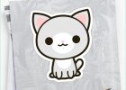 Dessin Kawaii De Chat Bestof Collection "kawaii Grey and White Cat" Sticker by Peppermintpopuk