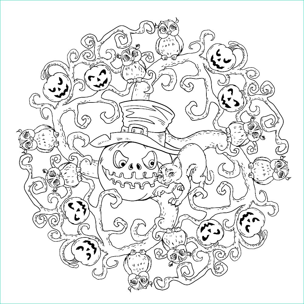 Mandala Halloween Beau Collection Leuk Voor Kids – Halloween – Gemene Pompoenen Mandala