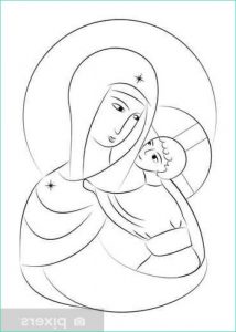 Marie Dessin Élégant Galerie Sticker Bienheureuse Vierge Marie Madonna Avec L Icône De