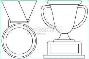 Médaille à Colorier Élégant Collection Ligne Art Noir Et Blanc Vainqueur Coupe Médaille Icon Set