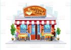 Cafe Dessin Inspirant Stock Colorful Coffeeshop Building Summer Street Cafe Terrace