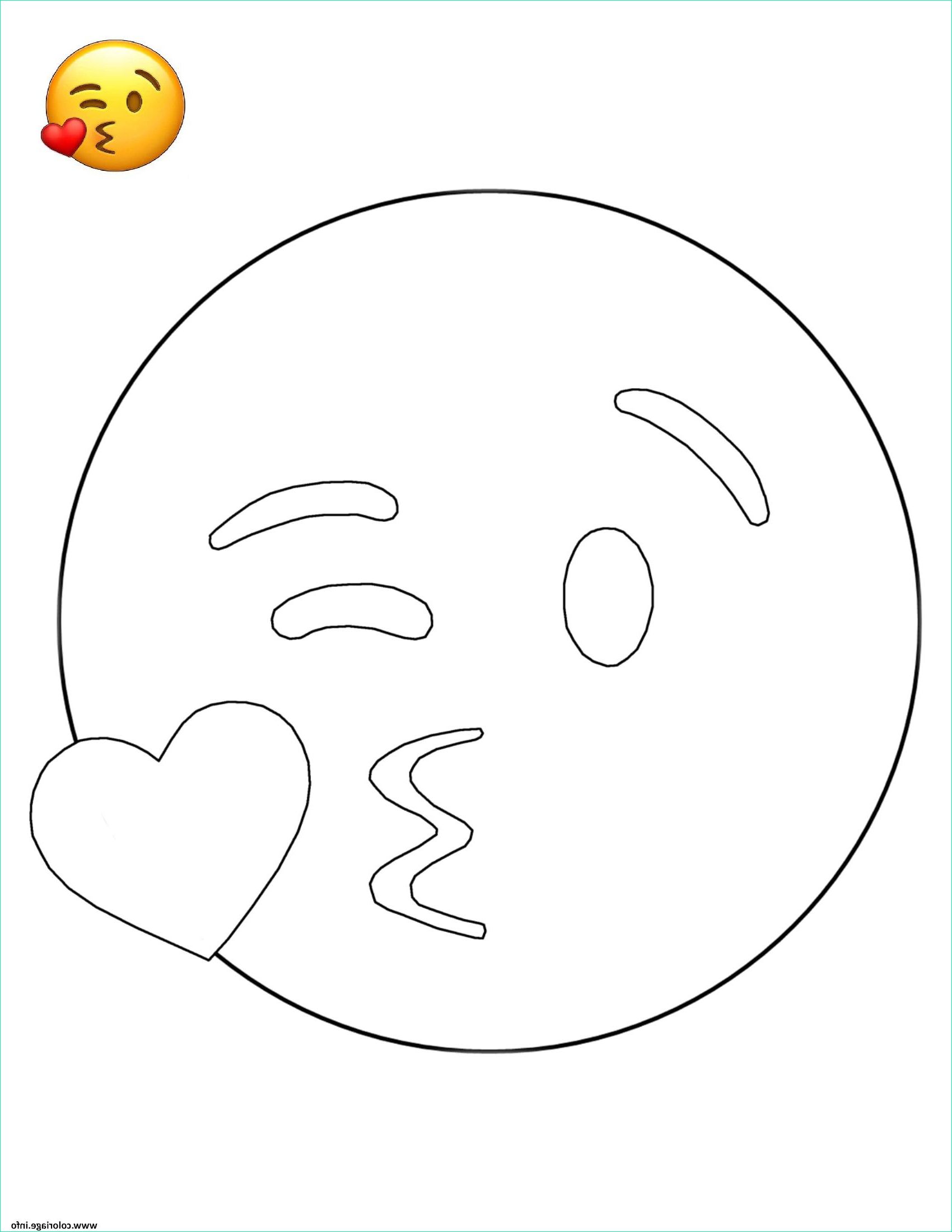 Coloriage Emoji iPhone Luxe Image Coloriage Emoji Kissing Smiley Dessin