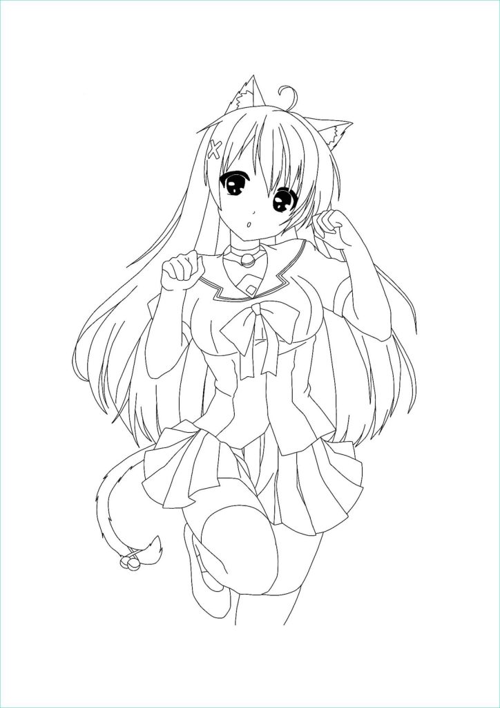 Coloriage Manga Fille Élégant Stock 8 Kawaii Dessin Manga Fille Chat Jpeg Dessiner Manga Coloriage 