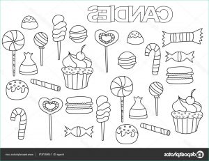 Coloriage Sucrerie Impressionnant Photographie Hand Drawn Candy Bar Set Coloring Book Page Template