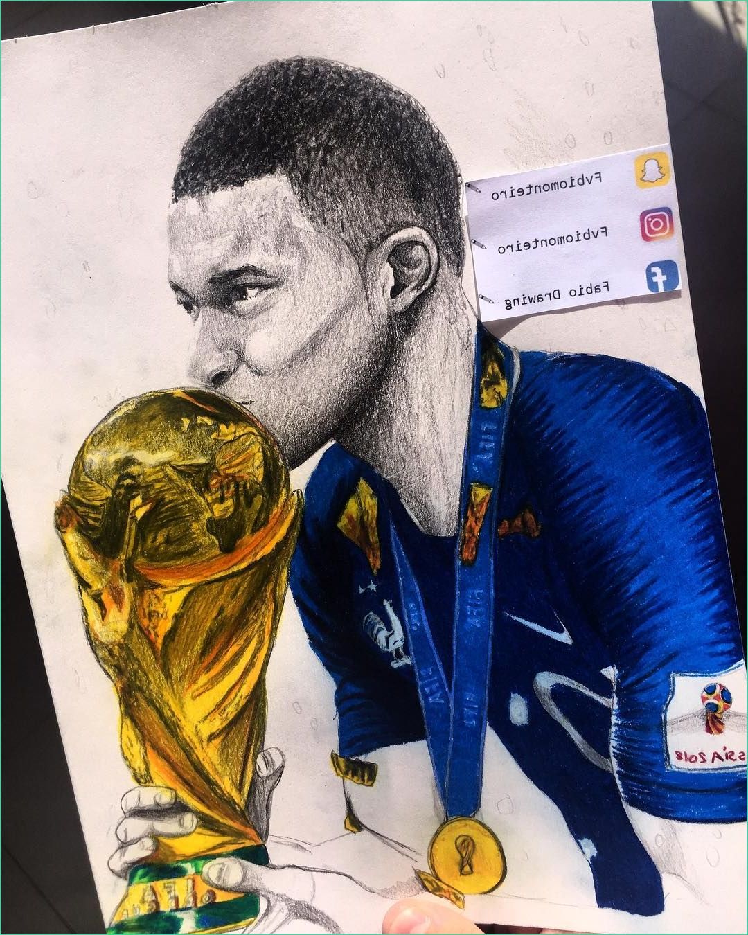 Dessin De La Coupe Du Monde 2018 Impressionnant Images Portrait De K Mbappe Avec La Coupe Du Monde 5h De Travail