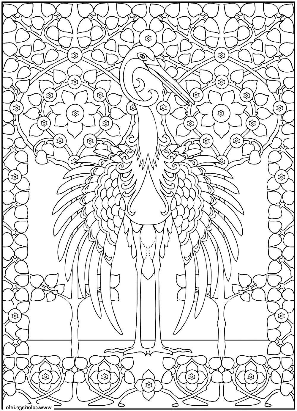 Dessin Grand Luxe Collection Coloriage Adulte Grand Heron Majestueux Jecolorie