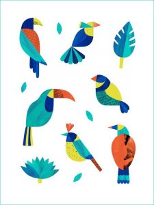 Dessin Oiseaux Facile Élégant Stock Tropical Birds Oiseaux Tropicaux … Mosaique
