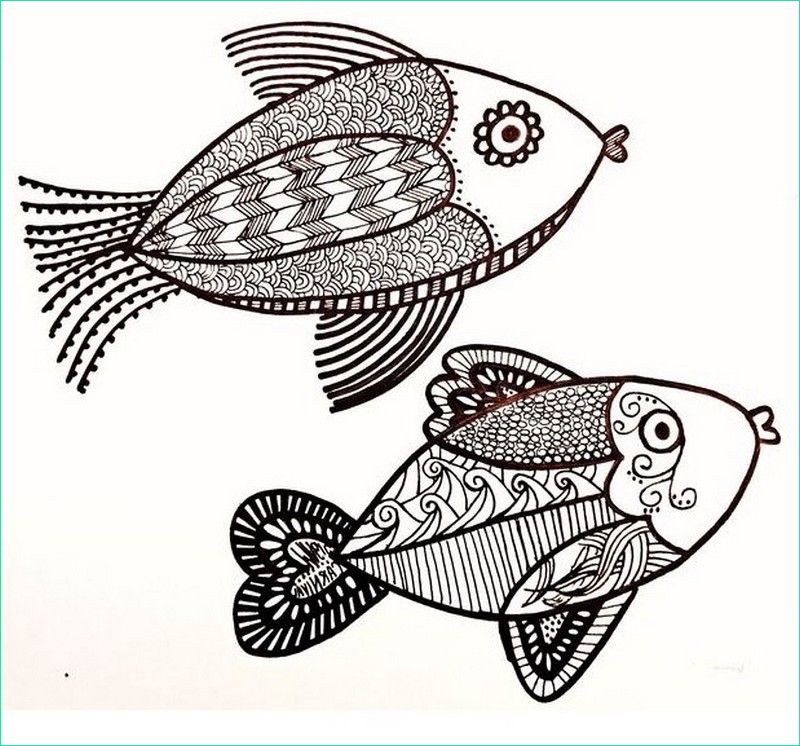 Dessin Poissons Beau Collection Art therapy Coloring Page Fishes 3