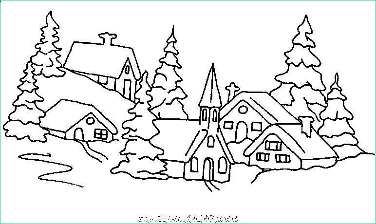 Dessin Village De Noel Nouveau Image Coloriage Chalets Et Maisons De Noel Et Montagne Gratuit