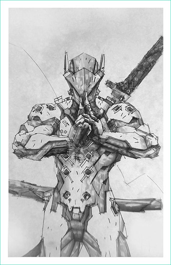 Genji Dessin Luxe Galerie Genji Giclee Print Of Pencil Drawing Of Fense Character From