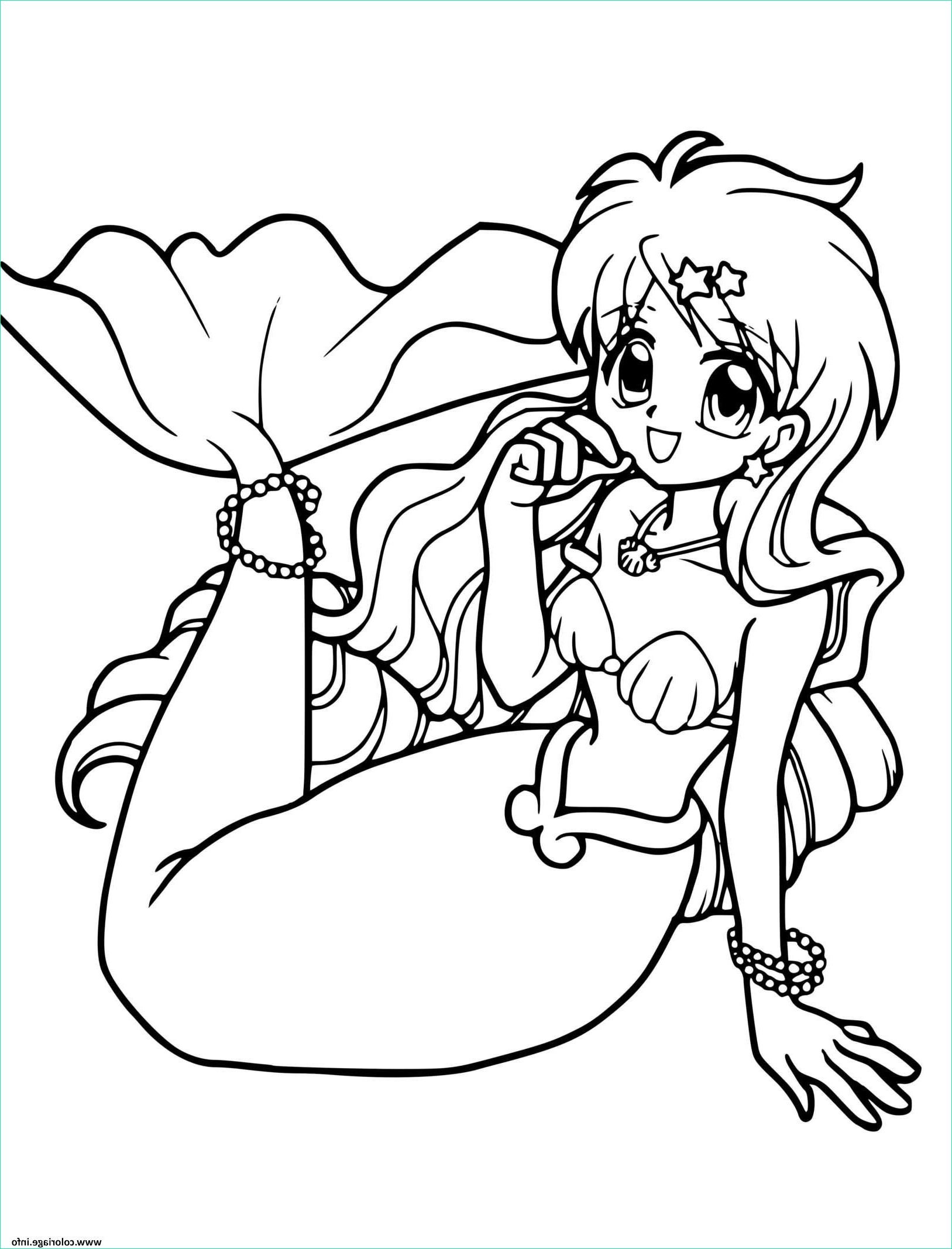 Sirène à Colorier Beau Stock Coloriage Sirene Manga Avec De Jolie Yeux Jecolorie